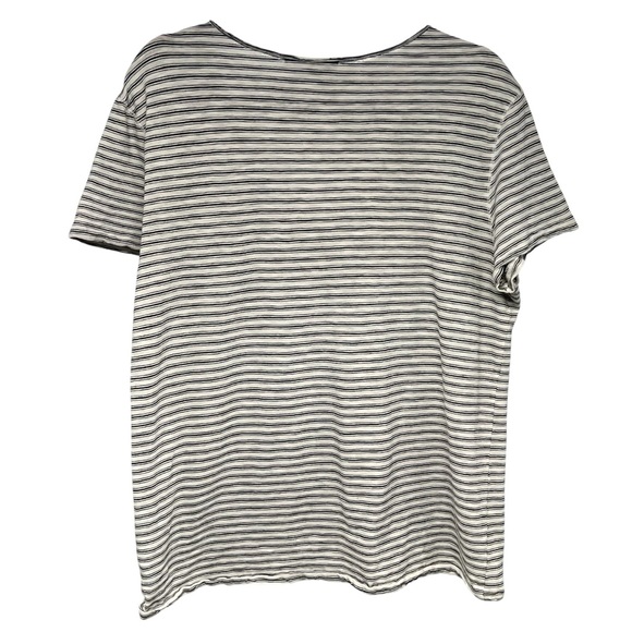 All Saints Emelyn Stripe T White & Black V Neck Cotton Relaxed Tee Shirt Large - Picture 6 of 10